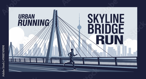 Urban Athlete Skyward Bridge Run Depicts Active Lifestyle With Metropolis Backdrop
