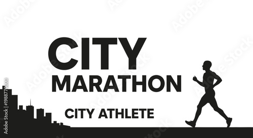 Urban Marathon Runner Silhouette In A Dynamic Race Against The City Skyline Backdrop