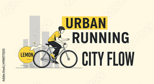 Urban Cyclist: A Minimalist Illustration of City Cycling and Outdoor Activity