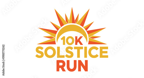 Vibrant 10K Solstice Run Logo In Orange And Yellow Colors For Event Promotion