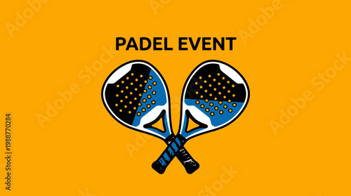 Vibrant Padel Event Graphics Featuring Crossed Racquets On A Stunning Yellow Background
