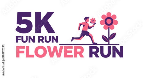 Vibrant 5K Flower Run Illustration Depicting Healthy Lifestyle and Energetic Fun