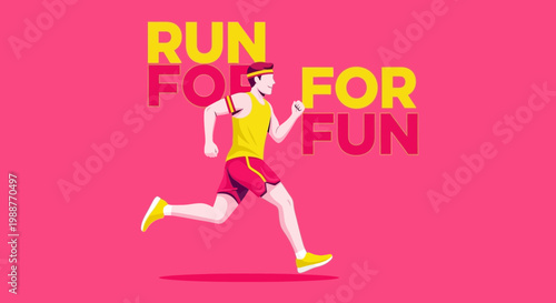 Vibrant Illustrated Runner Focused On Motivation And The Celebration Of Physical Fitness
