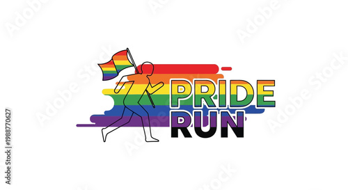 Vibrant and Inclusive Pride Run Design Featuring a Dynamic Silhouette and LGBT Rainbow Flag