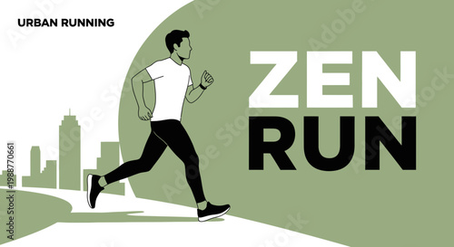 Urban Runner In Zen State Through Cityscape During Workout and Mindfulness