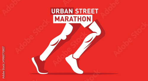 Urban Street Marathon Illustration Depicting Running Legs Against A Red Backdrop