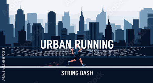 Urban Runner Silhouette Against Modern City Skyline