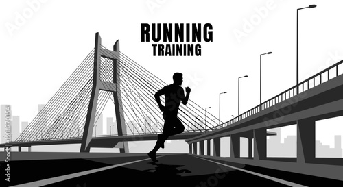 Urban Runner Silhouette Against Modern Bridge Architecture
