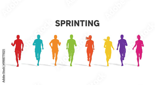 Vibrant Silhouettes Of Diverse Runners In Motion
