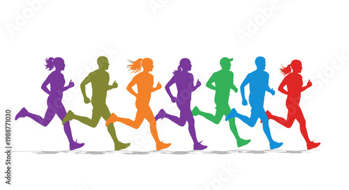 Vibrant Silhouettes Of Runners Displaying Movement And Energy During Active Lifestyle