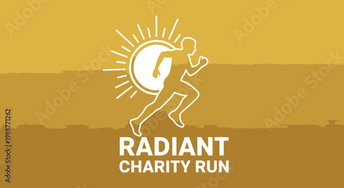 Vibrant Sun Emblem: A Marathon Runner Celebrating Charitable Endeavors with Radiance