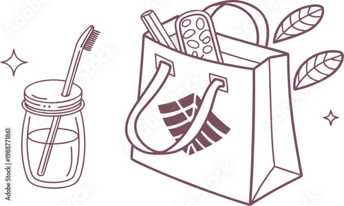 Sustainable lifestyle and ecofriendly shopping concept illustration