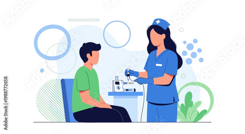 Nurse performing medical examination on patient, healthcare concept, doctor checkup, medical procedure