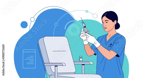 Nurse Preparing Syringe Injection Medical Procedure Healthcare Concept