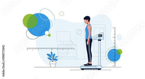 Person weighing on digital scale, health and fitness concept, weight loss, body composition analysis