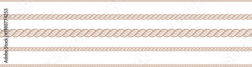 Twisted rope string overlay png on transparent background with realistic textile cord thread wool horizontal line for design decoration and craft mockup	