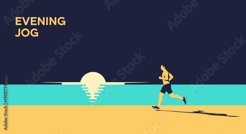 Vibrant Sunset Run On A Serene Beach Landscape