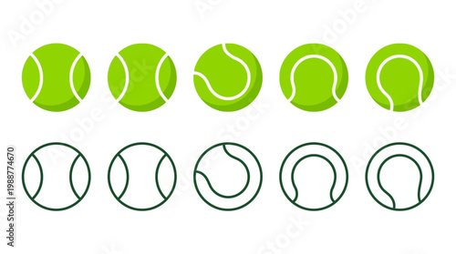 Vibrant Tennis Ball Designs: A Collection of Vector Graphics and Outline Styles