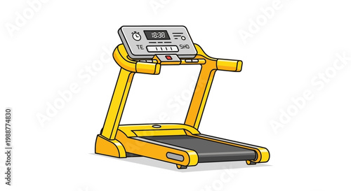 Vibrant Yellow Treadmill Illustration Perfect for Fitness and Exercise Concepts