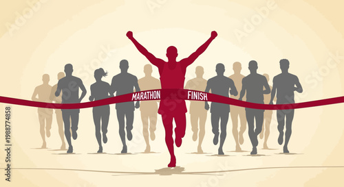 Victory Celebration At The Marathon Finish Line Banner