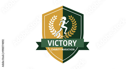Victory Emblem Design for Charity Marathon, Promoting Excellence and Accomplishment