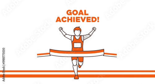 Victory Runner Celebrating Success Finishing Achieving The Goal, Reaching The Finish Line