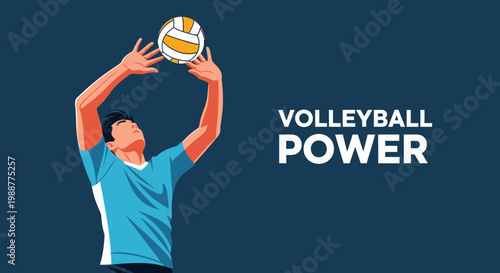 Volleyball Action: A Powerful Graphic Depicting an Athlete Executing a Serve With Force