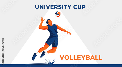 Volleyball Action Illustration Featuring a Player Spiking the Ball at the University Cup Event