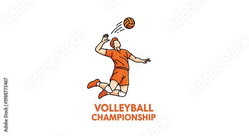 Volleyball Athlete Executing Jump Serve In Championship Tournament Illustration