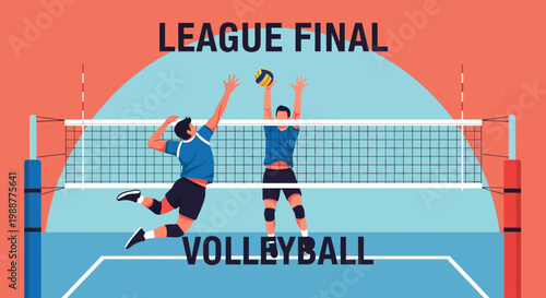 Volleyball League Final: Dynamic Graphic Depicting Intense Competition And Athleticism