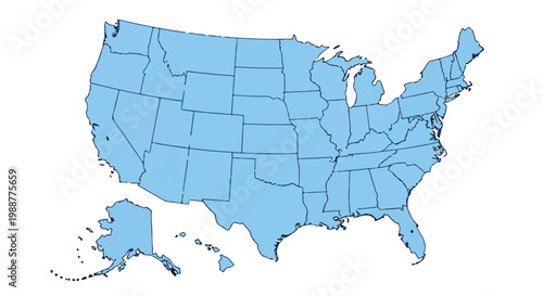 Map of the united states of america with state borders
