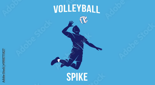 Volleyball Spike Action Silhouette Dynamic Jump Sport Graphic