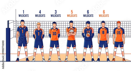 Volleyball Team Players Uniforms With Numbers Displayed In A Row