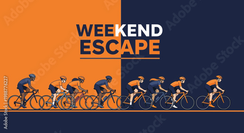 Weekend Cycling Adventure: Group Of Cyclists Enjoying A Leisurely Bicycle Ride Together