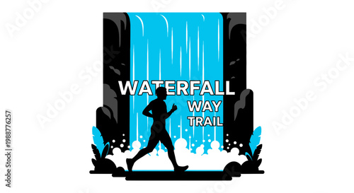 Waterfall Trail Runner: A Dynamic Silhouette on the Path to Adventure and Fitness