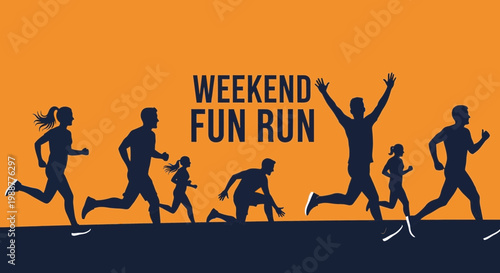 Weekend Fun Run Silhouettes: Dynamic Movement, Community, and Recreational Activity