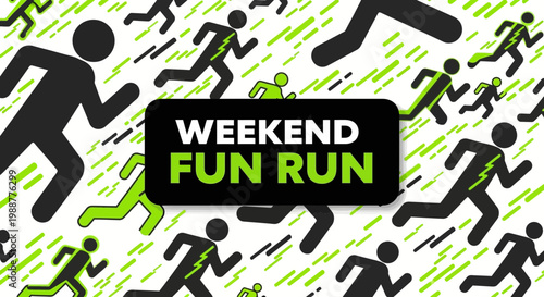Weekend Fun Run Graphic With Running Silhouettes And Green Streaks