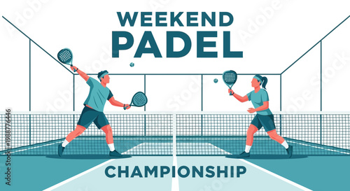 Weekend Padel Championship Featuring Two Players in Dynamic Competition Illustration