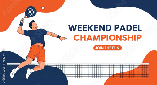 Weekend Padel Championship, Join The Fun, Dynamic Sports Illustration for Modern Design