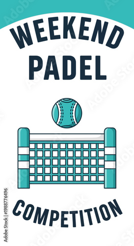 Weekend Padel Competition Graphic Banner Design With Ball And Net
