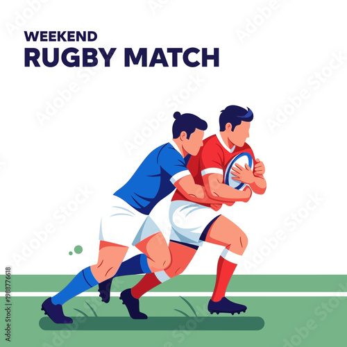 Weekend Rugby Match Action Dynamic Sports Illustration Graphic