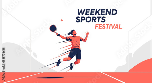 Weekend Sports Festival Illustration Of A Tennis Player Hitting The Ball In Dynamic Action