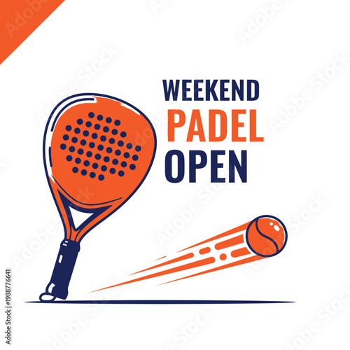 Weekend Padel Open Announcement: Dynamic Sports Emblem Design For Exciting Event Promotion