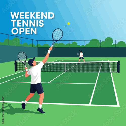 Weekend Tennis Open Competition Vibrant Court Action