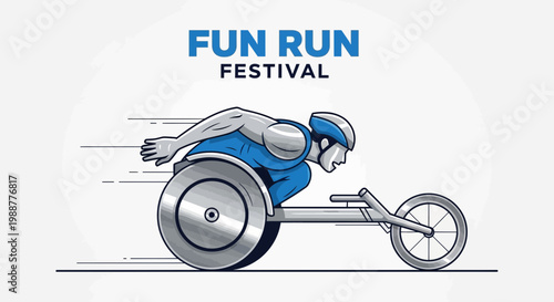 Wheelchair Athlete Participating In A Fun Run Festival With Speed And Determination
