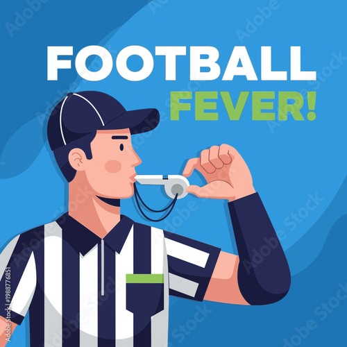 Whistleblower Referee Signaling Game Start With Football Fever Text