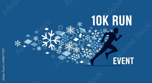 Winter 10K Running Race Event Design with Dynamic Snowflake Trail Display