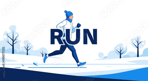 Winter Fitness: A Silhouette Of A Runner Embracing The Cold For Exercise And Wellness