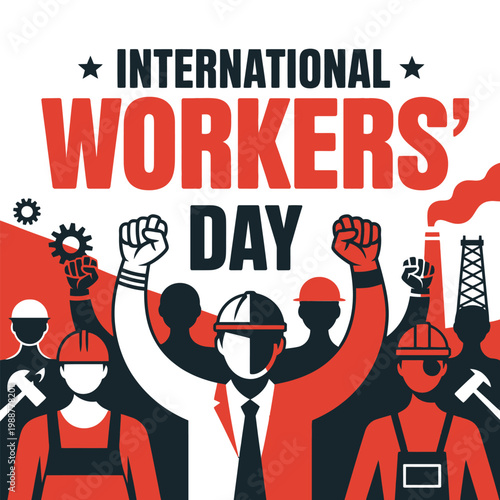 A striking May Day banner design with bold typography International Workers Day .eps