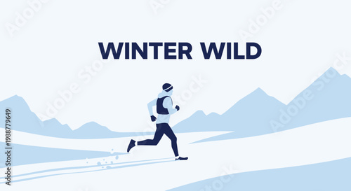 Winter Runner in Frozen Wilderness: A Striking Illustration of Cold Weather Adventure